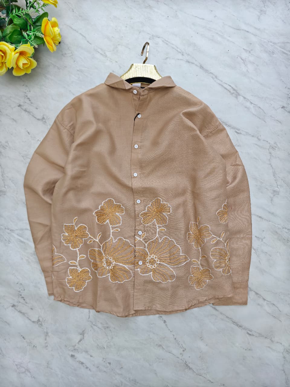 Bottom Embroidered shirt full sleeve cotton