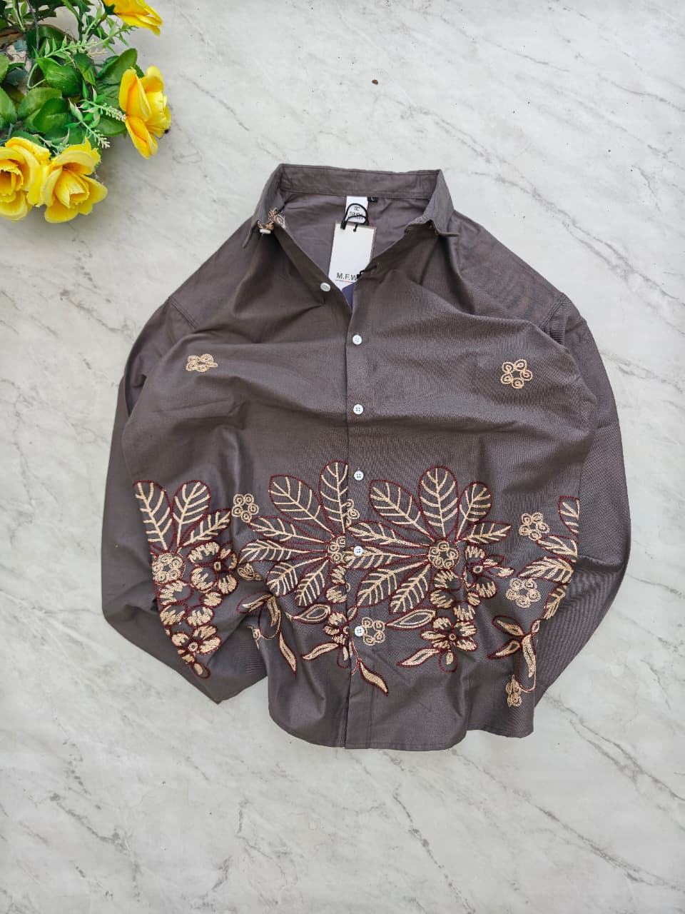 Men's Full sleeve Cotton Bottom Embroidery Shirts single pcs @350 and Buy 3 pc combo @999 (N2)