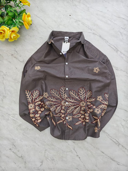 Men's Full sleeve Cotton Bottom Embroidery Shirts single pcs @350 and Buy 3 pc combo @999 (N2)