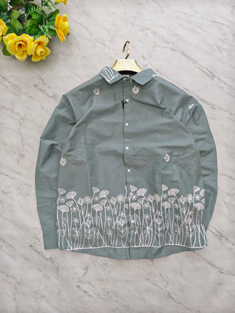 Men's Full sleeve Cotton Bottom Embroidery Shirts single pcs @350 and Buy 3 pc combo @999 (N2)