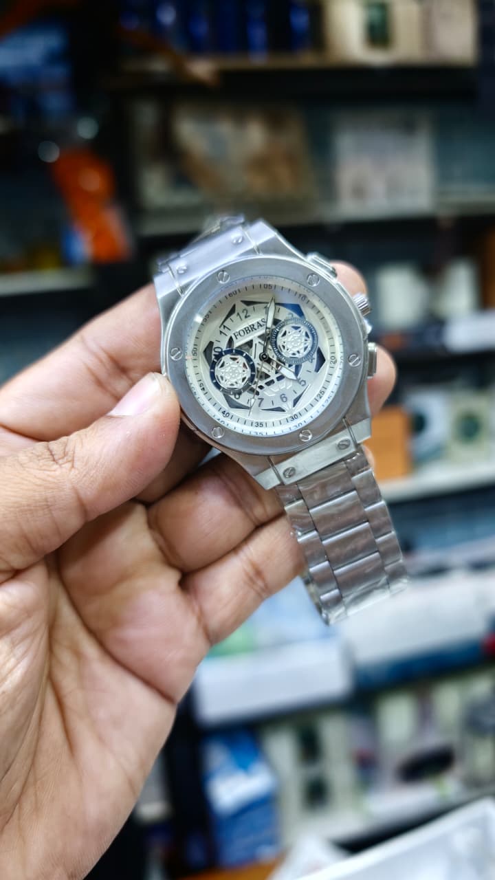 Men's Silver Chronograph Analog Watch