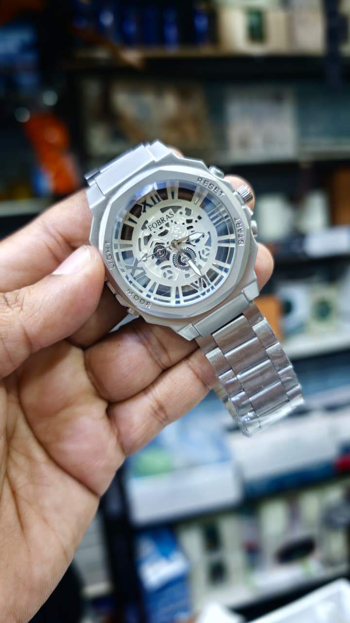 Men's Silver Chronograph Analog Watch