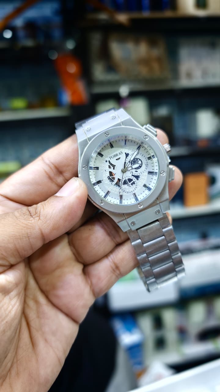 Men's Silver Chronograph Analog Watch