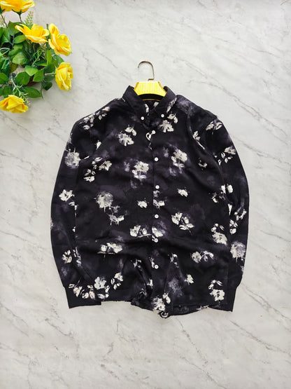 Black Floral Printed Full Sleeve Shirt for Men – Buy @ ₹300