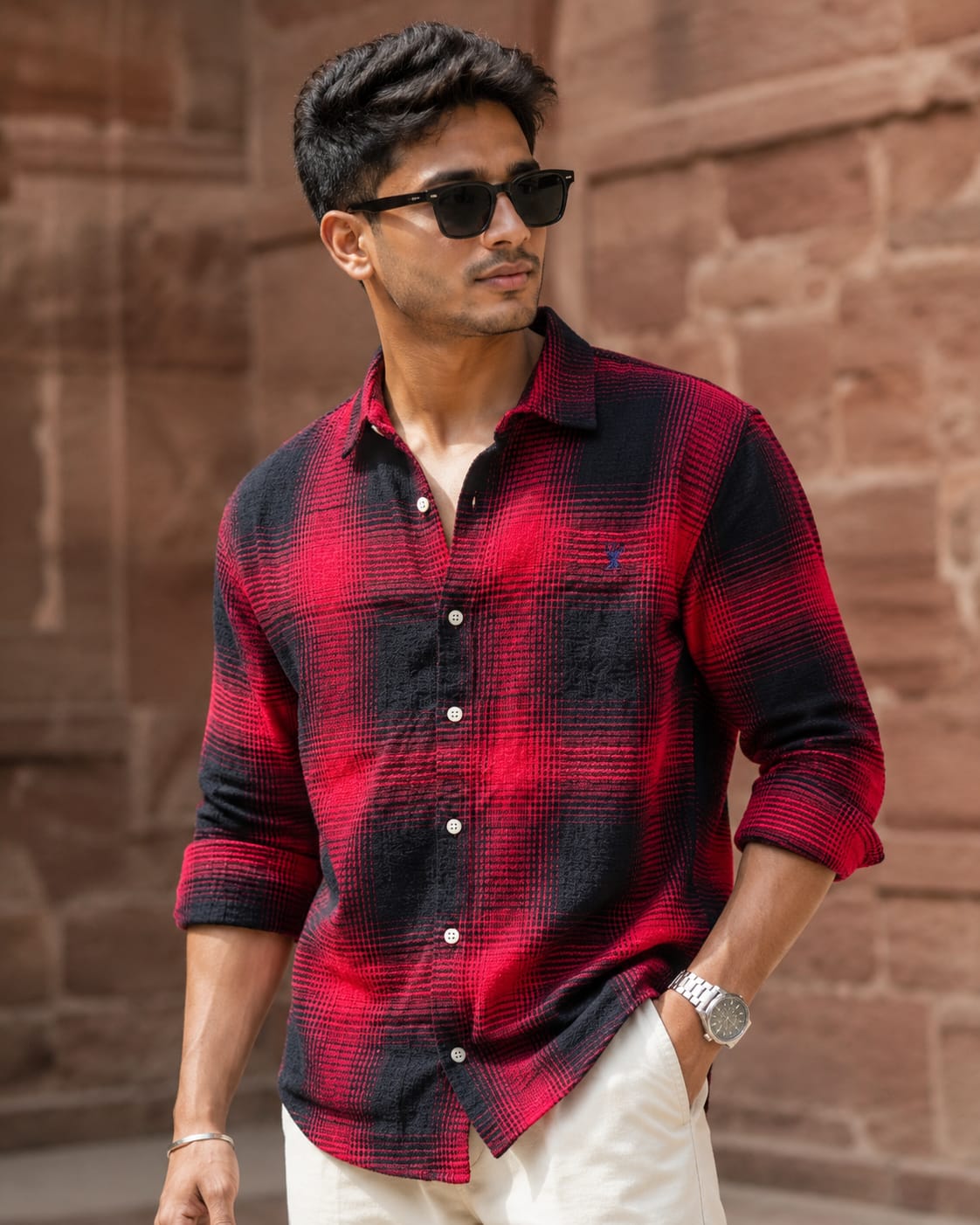 Maroon & White Checked Full Sleeve Shirt for Men – Buy 1 pc @ ₹300 Buy 4 pcs combo @999