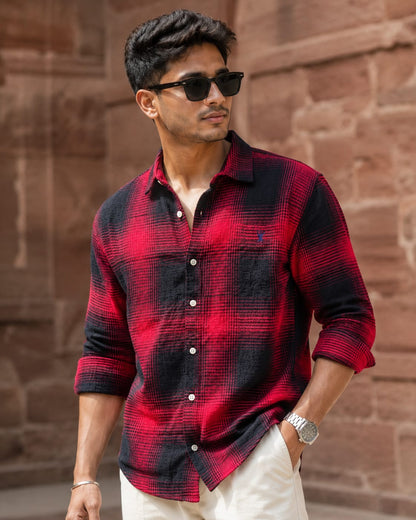 Maroon & White Checked Full Sleeve Shirt for Men – Buy 1 pc @ ₹300 Buy 4 pcs combo @999