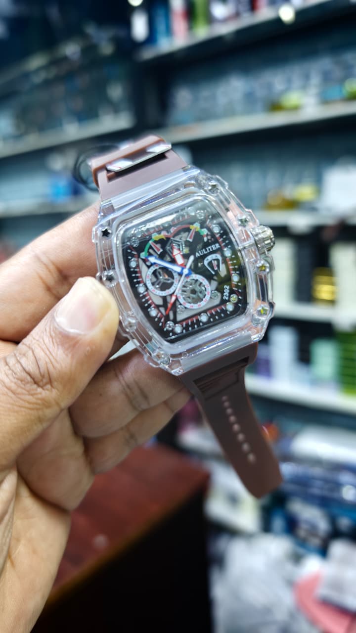 Men's Transparent Skeleton Analog Watch