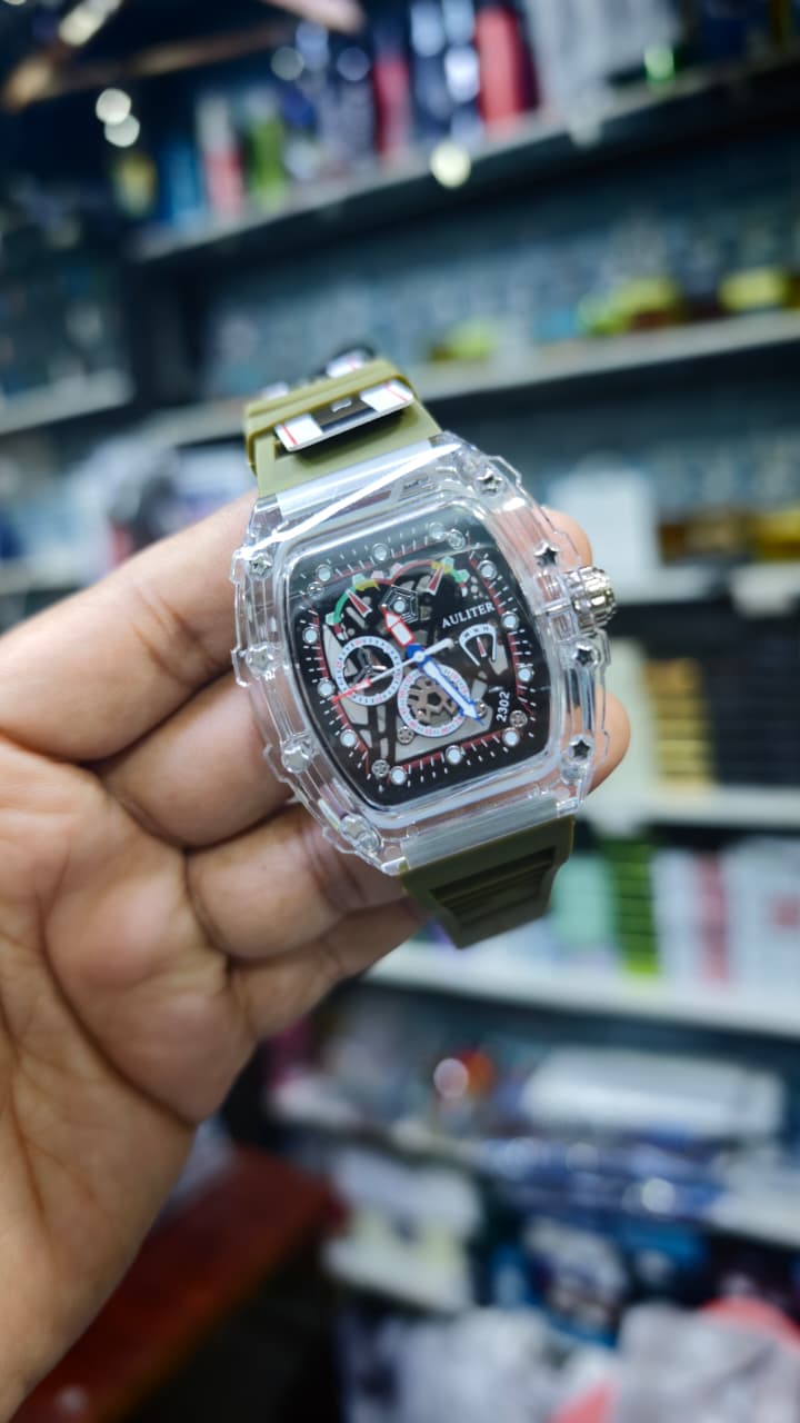 Men's Transparent Skeleton Analog Watch