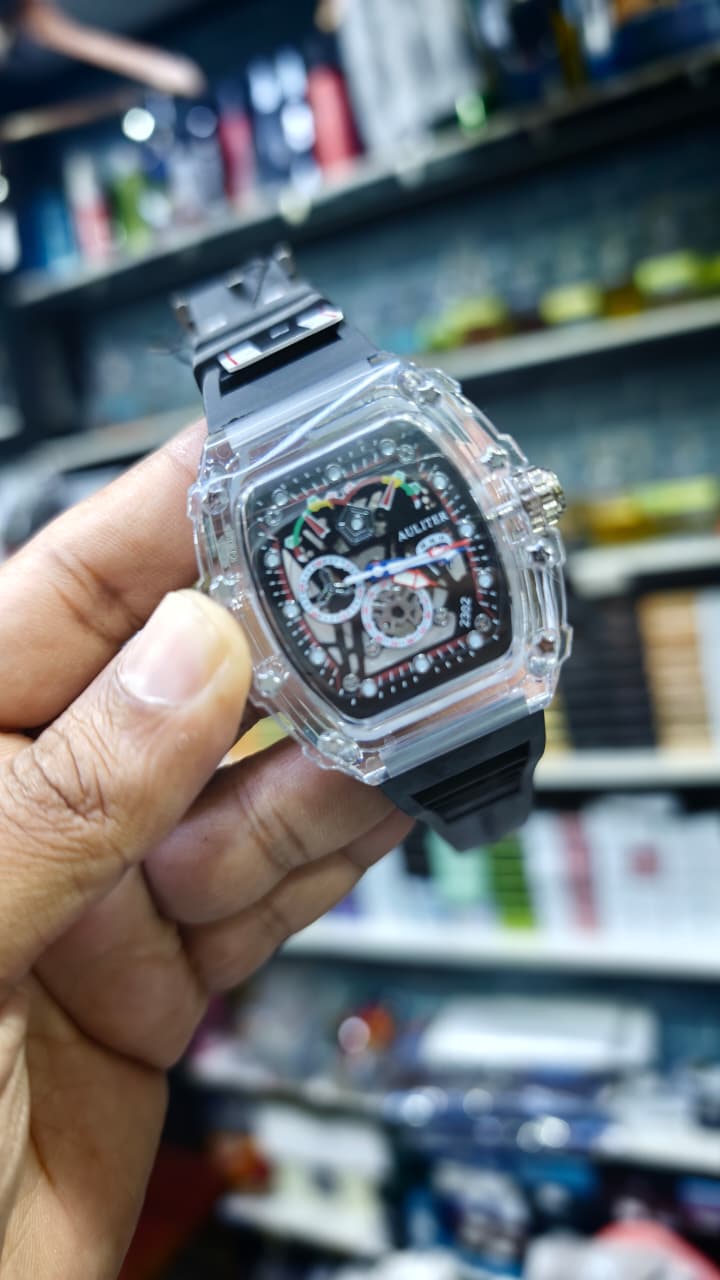 Men's Transparent Skeleton Analog Watch