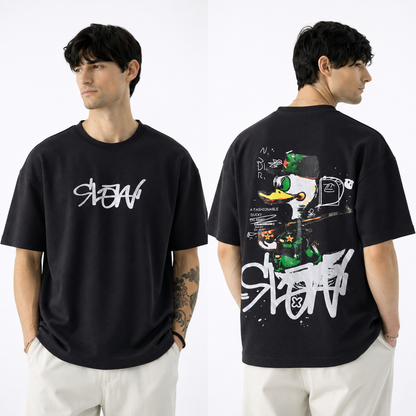 Round neck Front and back print drop shoulder Tshirt 1 pc @199 and 3 pcs @ 499 (slow design)