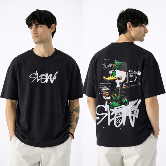 Round neck Front and back print drop shoulder Tshirt 1 pc @199 and 3 pcs @ 499 (slow design)