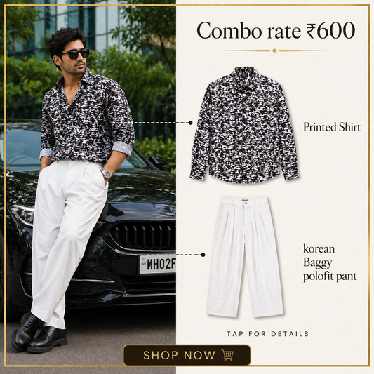 2 in 1 combo Mfw Viscose printed shirts + Korean Polofit pants buy @600rs