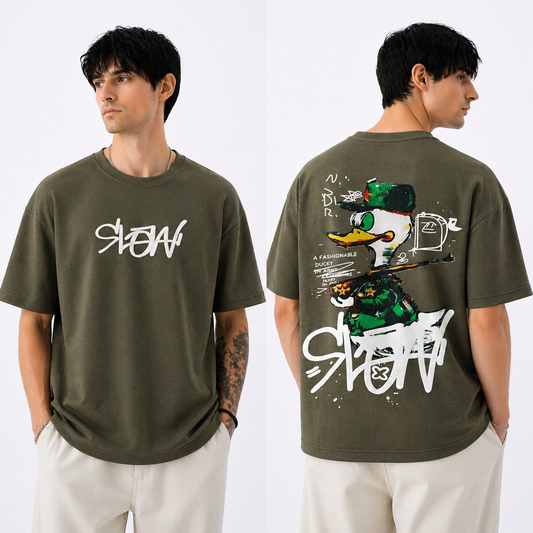 Round neck Front and back print drop shoulder Tshirt 1 pc @199 and 3 pcs @ 499 (Slow design)