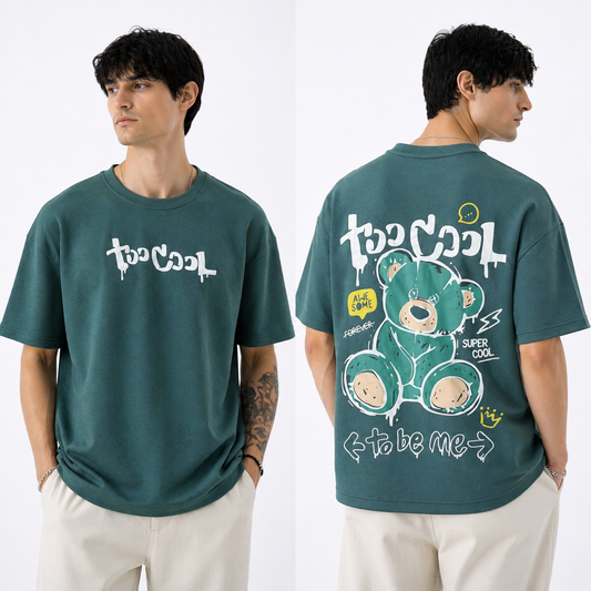 Round neck Front and back print drop shoulder Tshirt 1 pc @199 and 3 pcs @ 499 (Too cool)