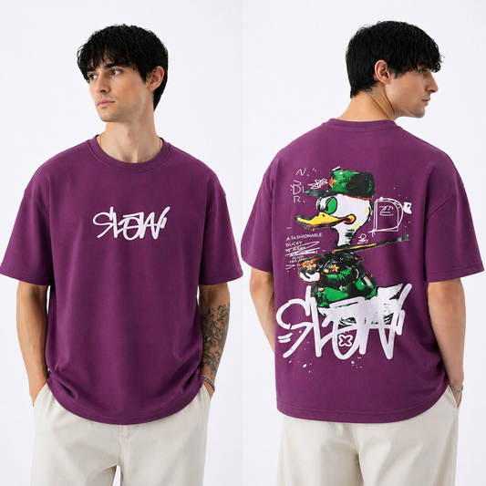 Round neck Front and back print drop shoulder Tshirt 1 pc @199 and 3 pcs @ 499 (slow design)