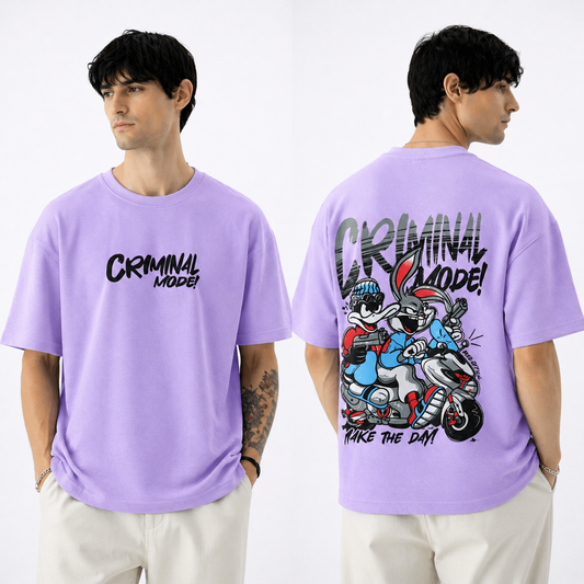 Round neck Front and back print drop shoulder Tshirt 1 pc @199 and 3 pcs @ 499 (Criminall mode)