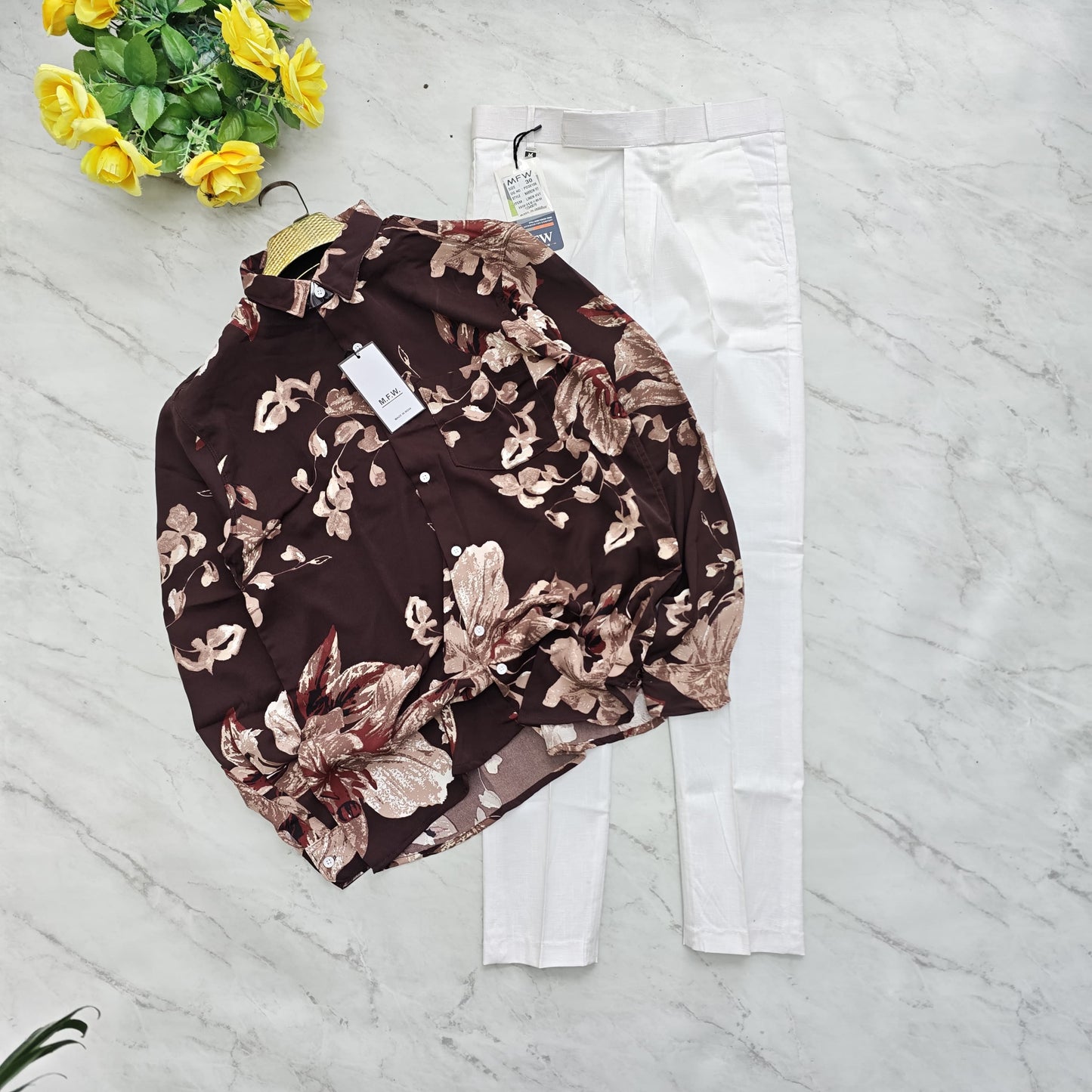 2 in 1 combo viscose printed shirts + lenin polo fit pants combo buy @600 rs only