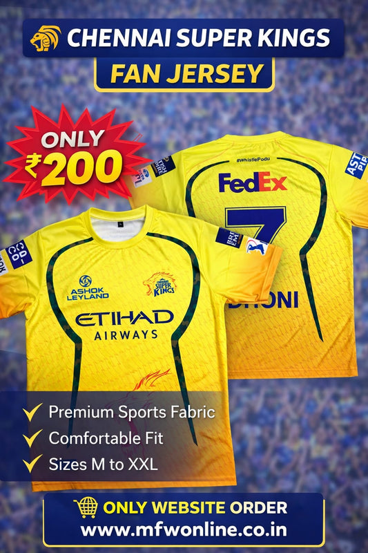 Round neck Half sleeve CSK ipl jersey buy @200 rs only