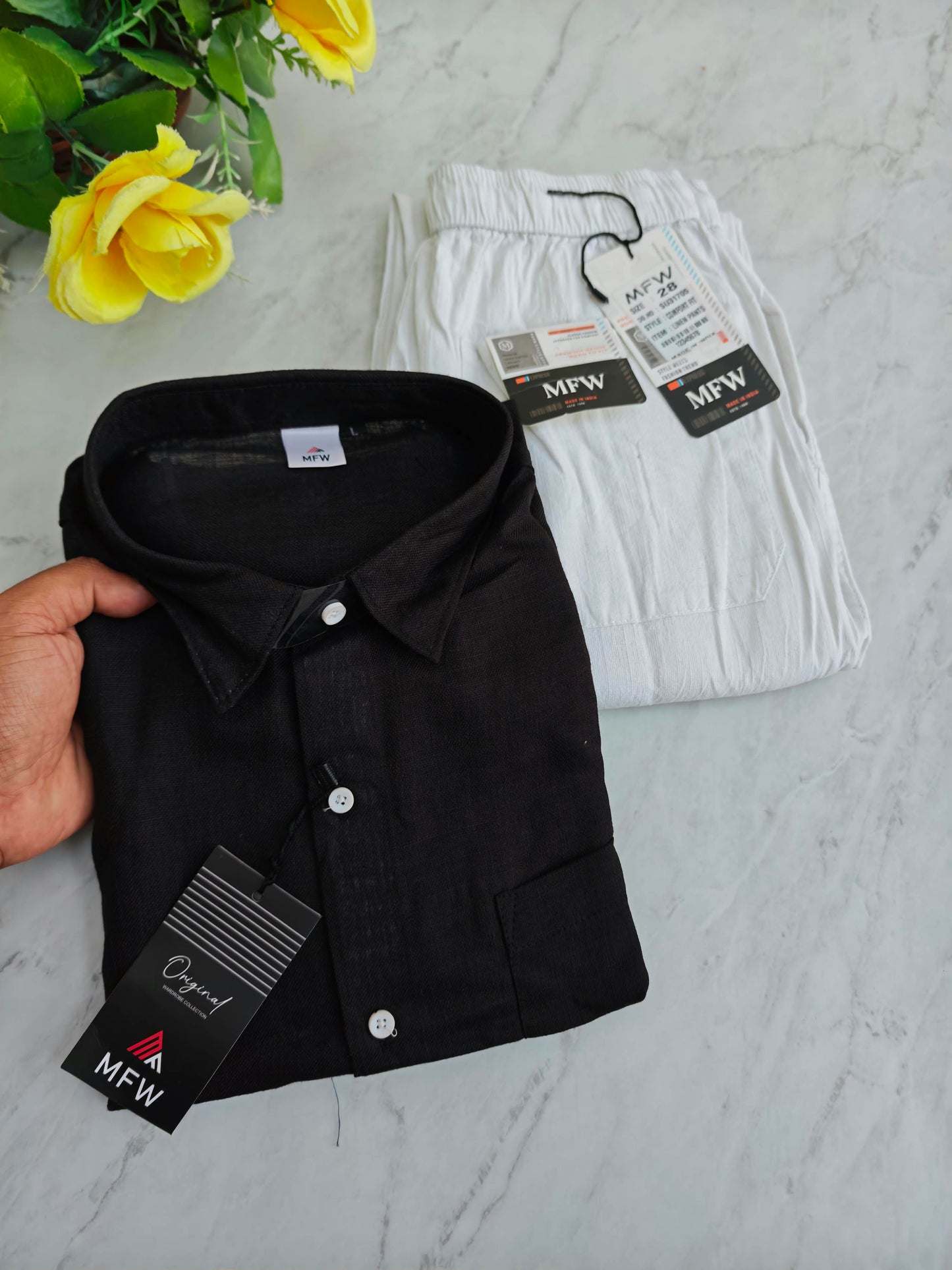 2 in 1 combo MFW Lenin shirts + lenin relax fit pants combo buy @600 rs only