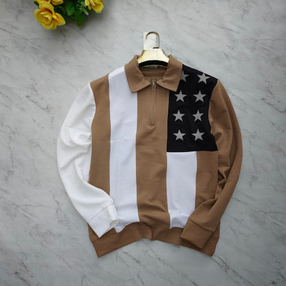 Men's korean Collar printed premium old money Zipper Full sleeve tshirts@249 (Fabric Reference – Please Read Description)