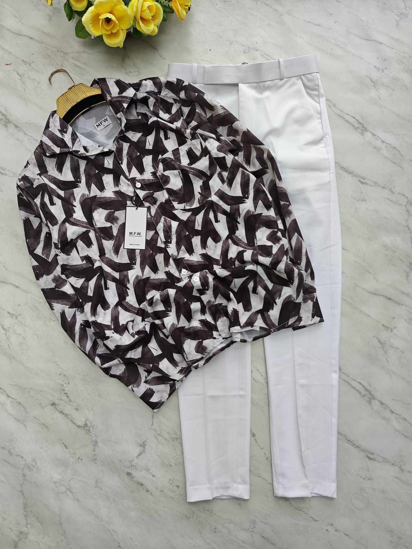 2 in 1 combo MFW viscose printed shirts + Twill fabric polo fit pants combo buy @600 rs only