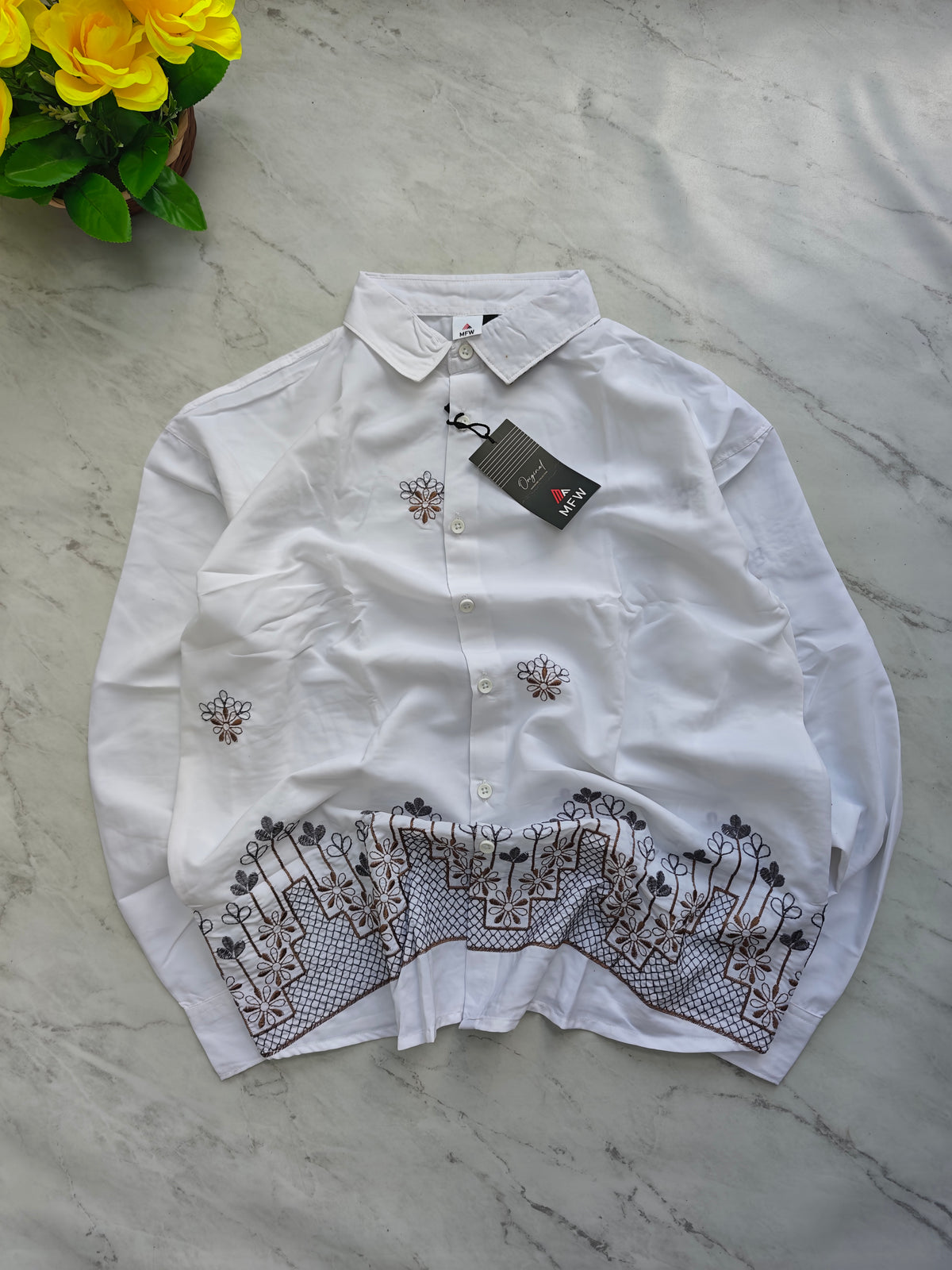Men's Full sleeve Viscose Bottom Embroidery Shirts single pcs @350 and Buy 3 pc combo @999