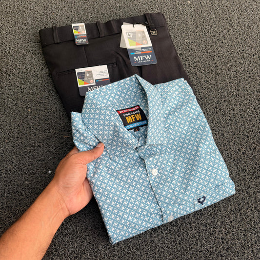 2 in 1 combo mfw Printed Shirts+ Lenin polo fit pants buy @550 rs only