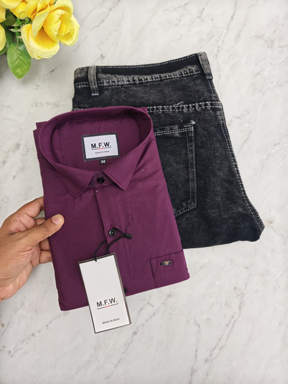 2 in 1 combo MFW plain shirts + mom fit pant buy @600 rs only