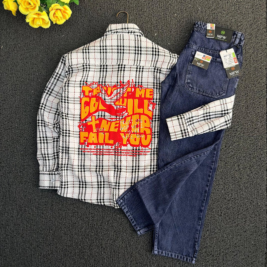 2 in 1 combo double pocket baggy shirts + plain mom fit jeans buy @600 rs only