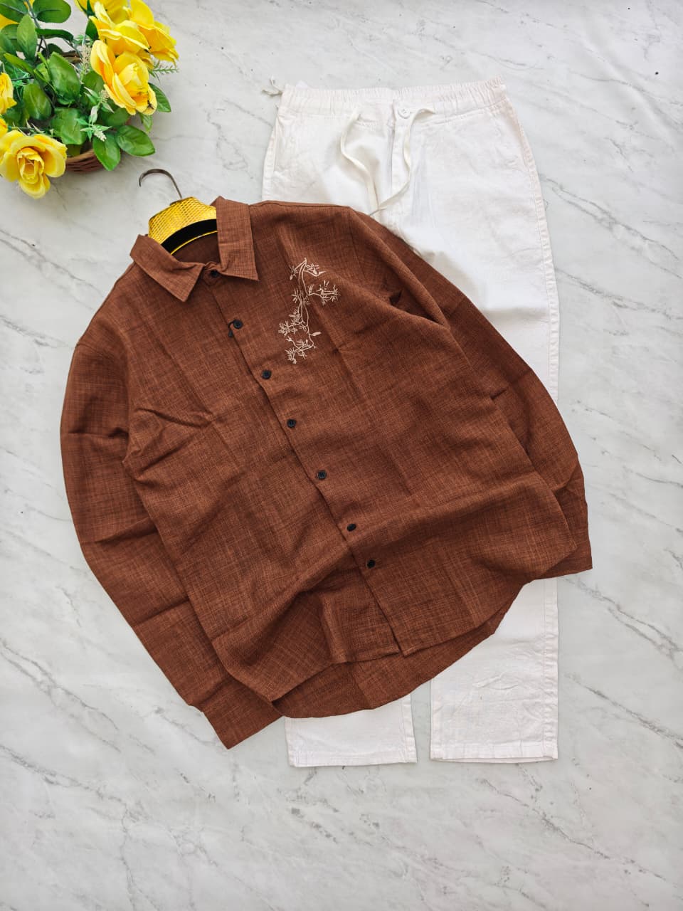 2 in 1 combo Lenin embroidery Work shirts + Lenin relax fit pant buy@600 rs only