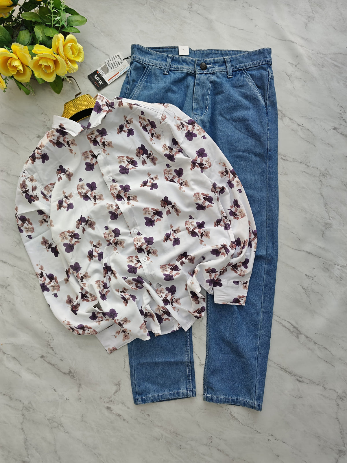 2 in 1 Combo viscose printed shirts + Side pocket mom fit jeans pant buy @600 rs only