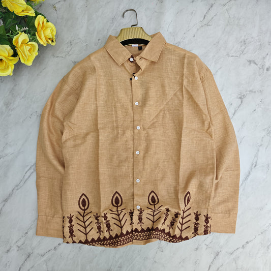 Men's full sleeve Lenin bottom embroidery shirt single pcs @350 and Buy 3 pc combo @999