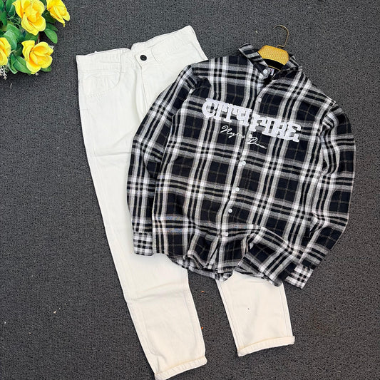 2 in 1 combo MFW Embroidery shirts + mom fit jeans buy @600 only