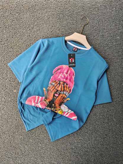 Round neck Front  print drop shoulder Tshirt 1 pc @199 and 3 pcs @ 499
