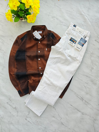 2 in 1 Combo MFW viral checked shirts + mom fit jeans pant buy @600 rs only