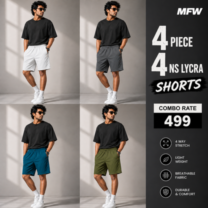 Imp NS lycra shorts combo buy 4 pcs @499 rs only ( Read description before ordering)
