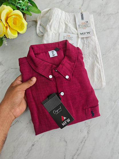 2 in 1 combo Chinese collar Korean lenin shirts + lenin relax fit pants buy @600 rs only