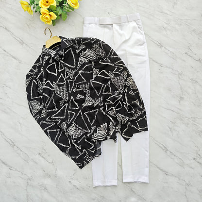 2 in 1 combo MFW viscose printed shirts + twill fabric polo fit pants combo buy @600 rs only