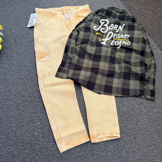 2 in 1 combo back Printed shirts + 6 pocket mom fit jeans buy @600