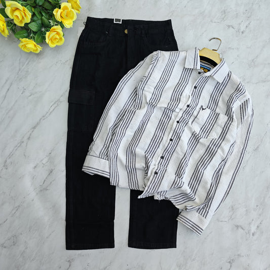 2 in 1 combo MFW waffle jute shirts + 6 mom fit jeans combo buy@550 rs only