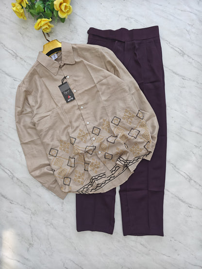 2 in 1 combo MFW Bottom Embroidery shirts + Gurkha polo fit pants buy @700 rs only