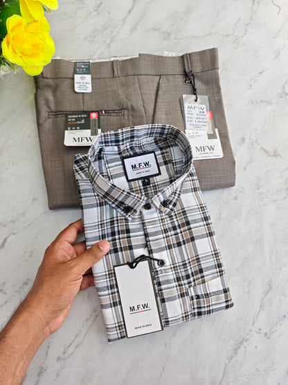 2 in 1 Combo oxford checked shirts + Lenin polo fit pant buy @600rs only