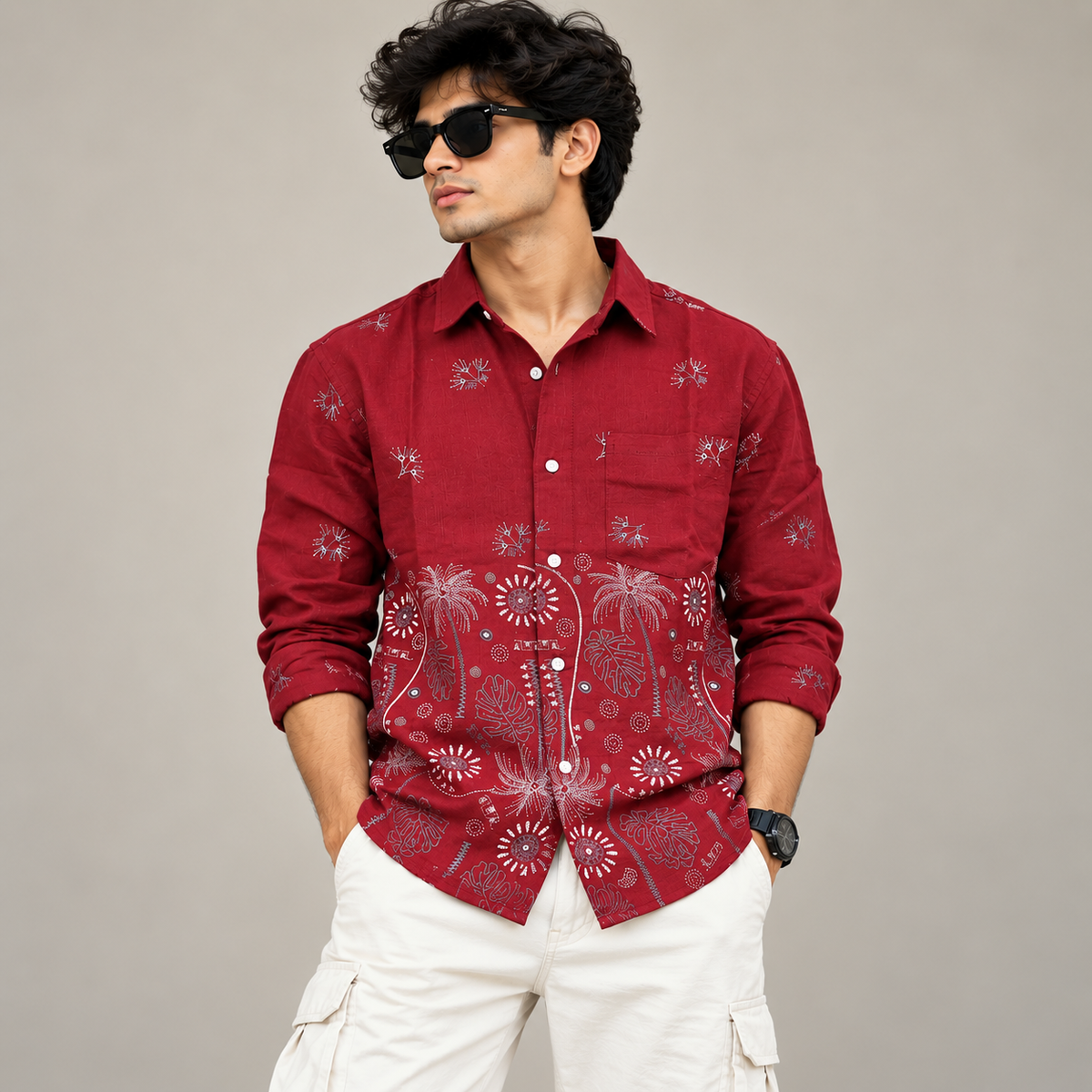 Men's Full sleeve Bottom Embroidery Shirts single pcs @350 and Buy 3 pc combo @999