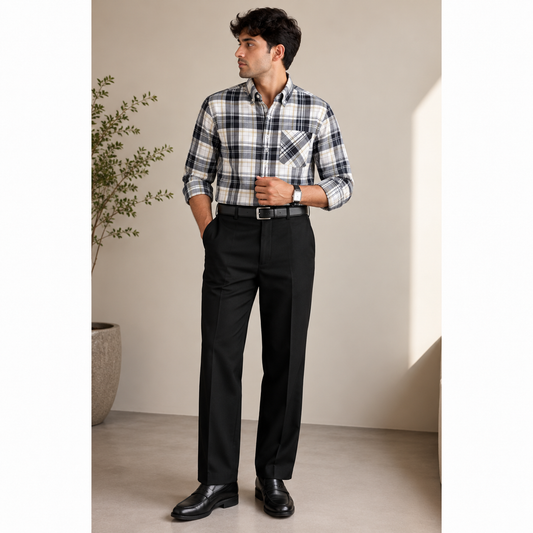 2 in 1 Combo oxford checked shirts + peanut fabric polo fit pant buy @550 rs only