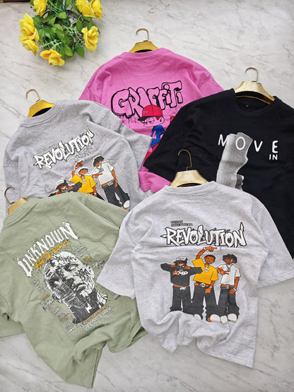3 in 1 combo buy 3 pcs Random design Cotton Drop shoulder tshirts buy 500 only(Read description before ordering)
