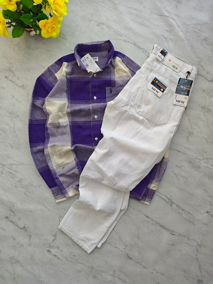 2 in 1 Combo MFW viral checked shirts + mom fit jeans pant buy @600 rs only