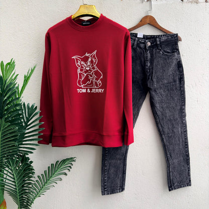 2 in 1 combo Full sleeve Printed tshirt + mom fit jeans combo @499 only
