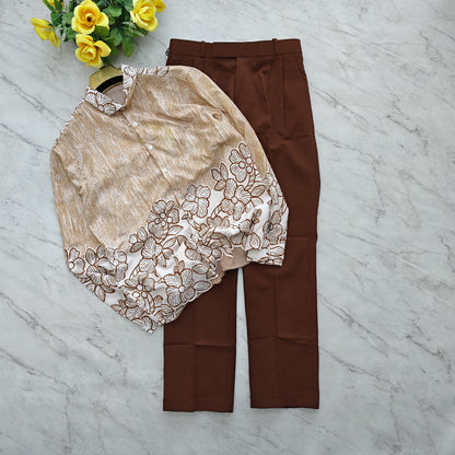 2 in 1 combo viscose Bottom printed shirts+ Korean baggy pants combo buy @600 rs only