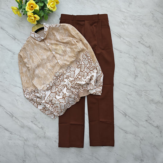 2 in 1 combo viscose Bottom printed shirts+ Korean baggy pants combo buy @600 rs only