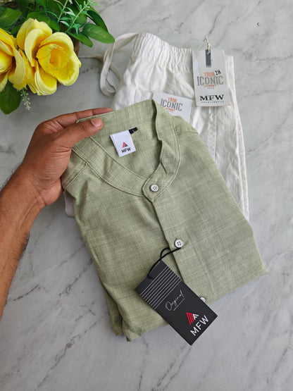 2 in 1 combo Chinese collar Korean lenin shirts + lenin relax fit pants buy @600 rs only